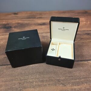 Patek Philippe Watch Box Mens OS Black Fair Leather Calatrava Cross Inner Outer